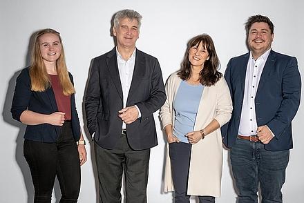 Das TEAM der DHBW Heilbronn: (von links) Anika Stollsteimer (B Sc.), Prof. Dr. Ralph Scheubrein, Prof. Dr. Martina Boehm, Lukas Kugele (M. Sc.)