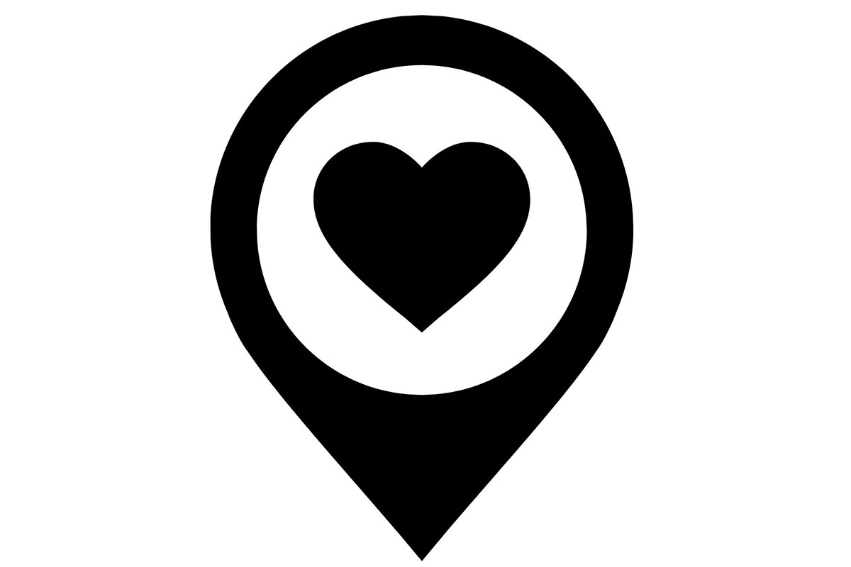 Icon Markierung Ort mit Herz