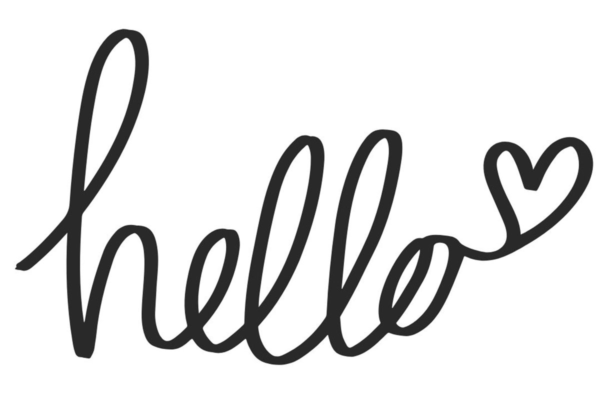 Schriftzug hello mit Herz