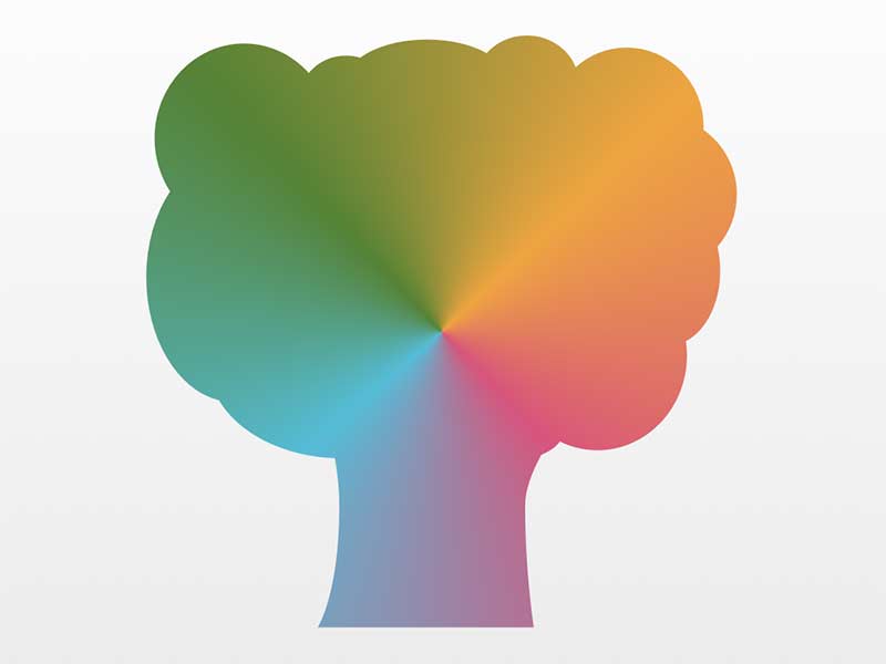 Ein regenbogenfarbener Baum