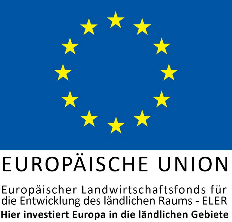Logo Europäische Union EU-Förderlogo: Hier investiert Europa in die ländlichen Gebiete