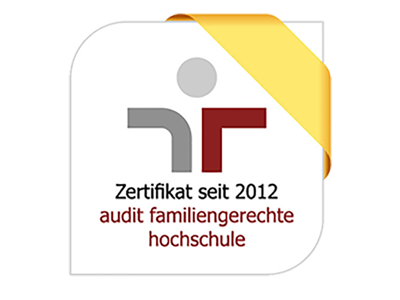 Das Bild zeigt das Logo des Zertifikats der Familiengerechten Hochschule.