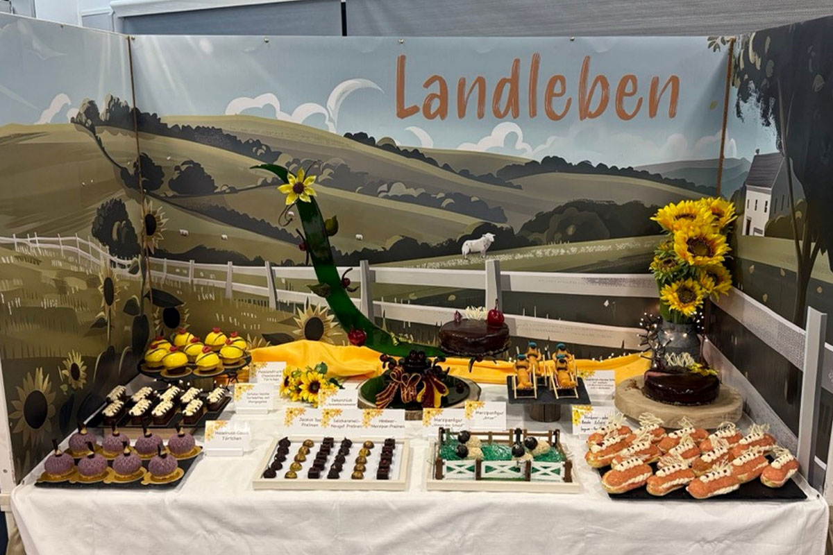 Alle Kreationen  - von den Pralinen über die Petits Fours bis hin zum Zuckerstück - nahmen das Thema "Landleben" in den Fokus. 